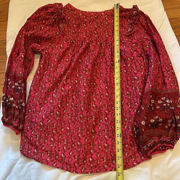 Joie Peasant Style Floral Print Long Sleeve shirt Button Down Ruffled Detail LG - Picture 9 of 10